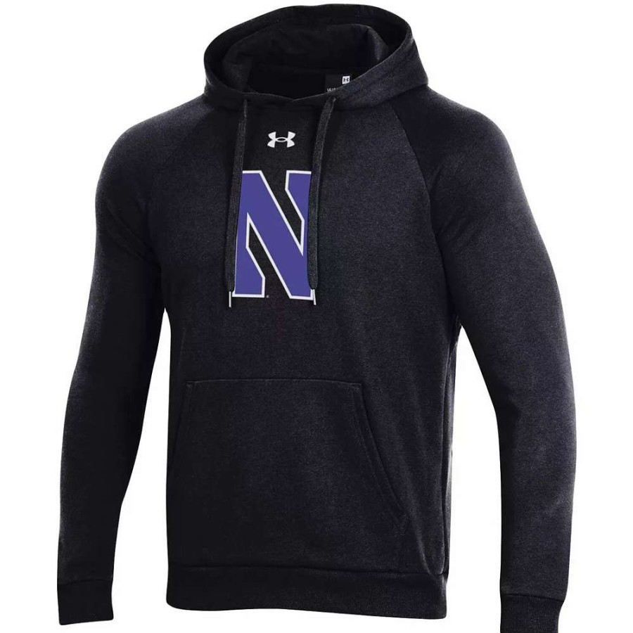 Tops * | Men'S Under Armour Black Northwestern Wildcats Primary School Logo All Day Raglan Pullover Hoodie