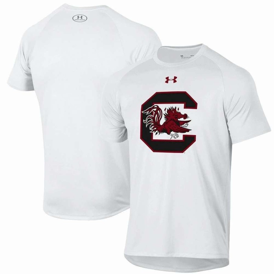 Tops * | Men'S Under Armour White South Carolina Gamecocks School Logo Tech 2.0 Performance T-Shirt