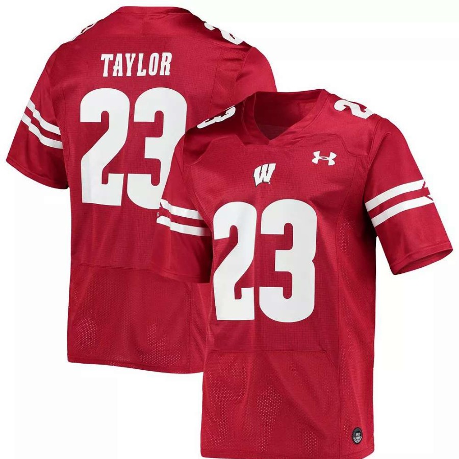 Tops * | Men'S Under Armour Jonathan Taylor Red Wisconsin Badgers Replica Alumni Jersey