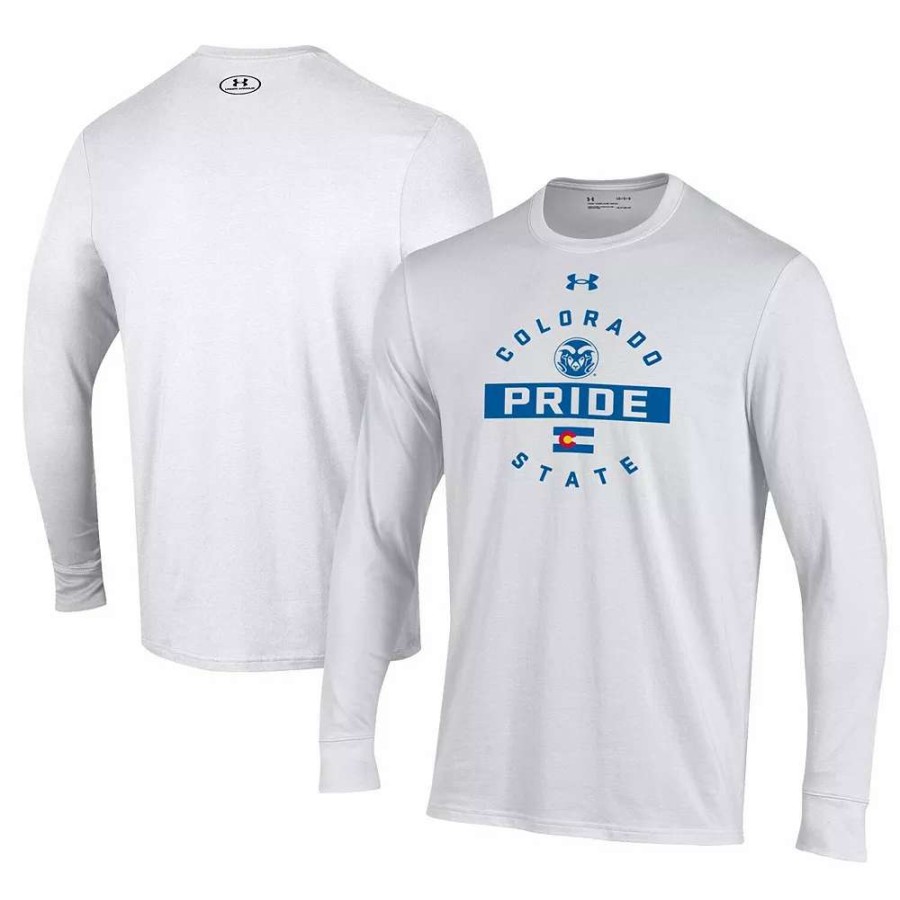 Tops * | Men'S Under Armour White Colorado State Rams Pride Long Sleeve T-Shirt