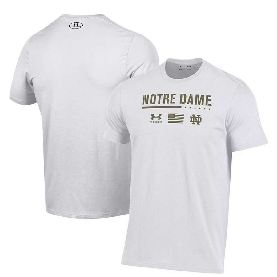 Tops * | Men'S Under Armour White Notre Dame Fighting Irish Freedom Performance T-Shirt