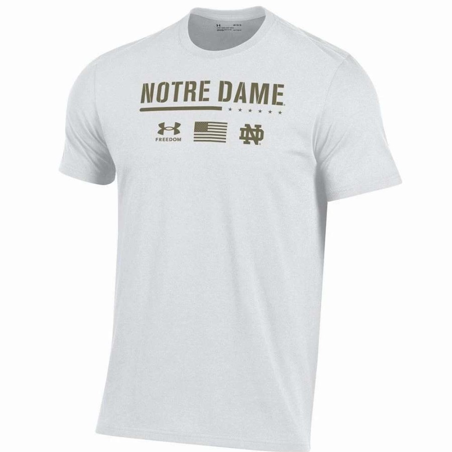 Tops * | Men'S Under Armour White Notre Dame Fighting Irish Freedom Performance T-Shirt