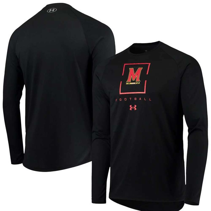 Tops * | Men'S Under Armour Black Maryland Terrapins Football Raglan Long Sleeve T-Shirt