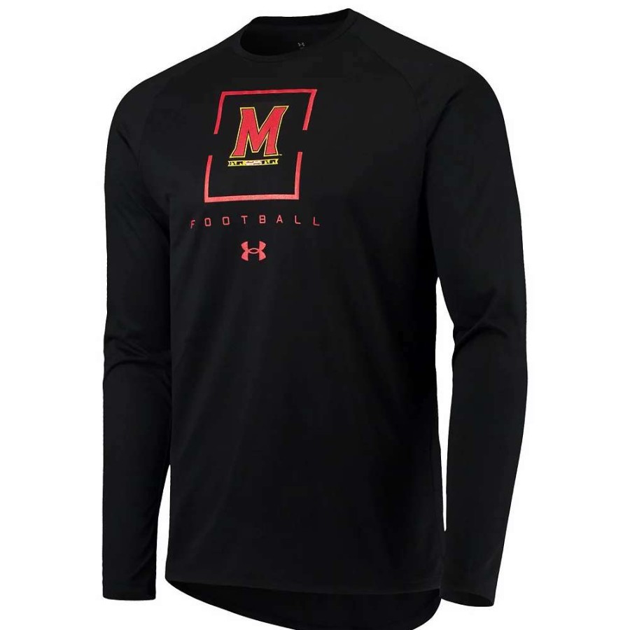 Tops * | Men'S Under Armour Black Maryland Terrapins Football Raglan Long Sleeve T-Shirt