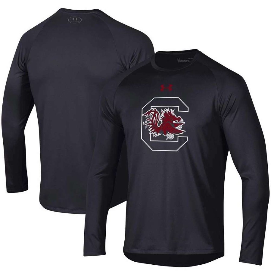 Tops * | Men'S Under Armour Black South Carolina Gamecocks School Logo Tech 2.0 Performance Long Sleeve T-Shirt