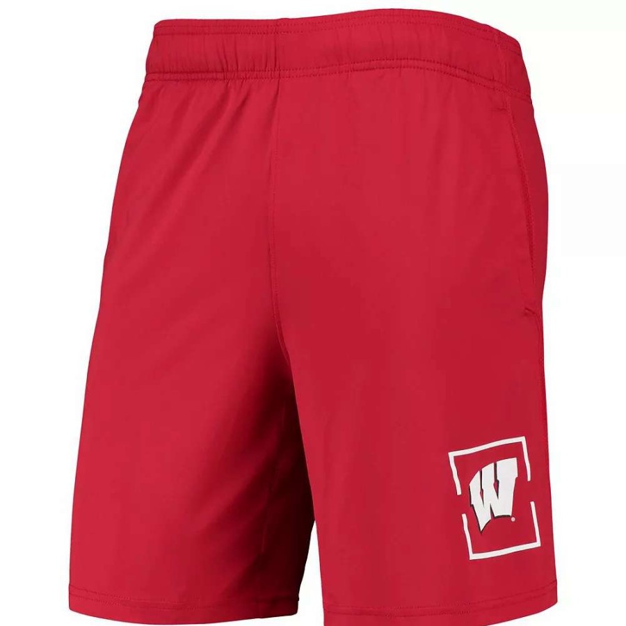 Bottoms * | Men'S Under Armour Red Wisconsin Badgers Mesh Raid Performance Shorts