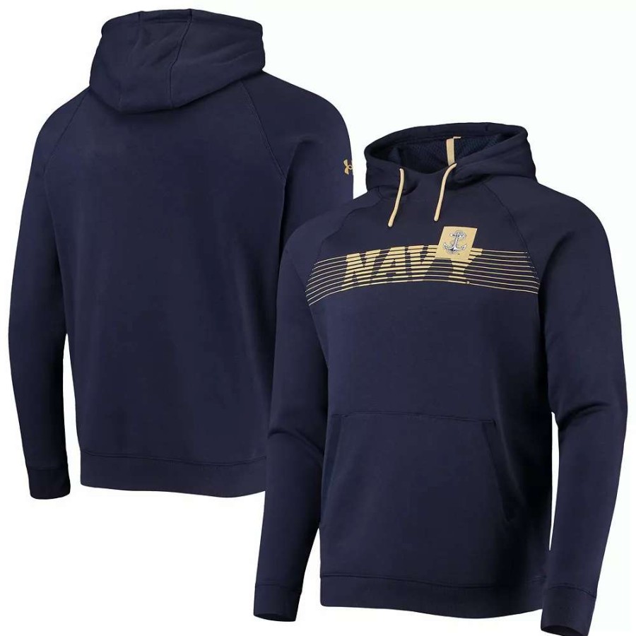 Tops * | Men'S Under Armour Navy Navy Midshipmen 2021 Sideline Fleece Raglan Pullover Hoodie