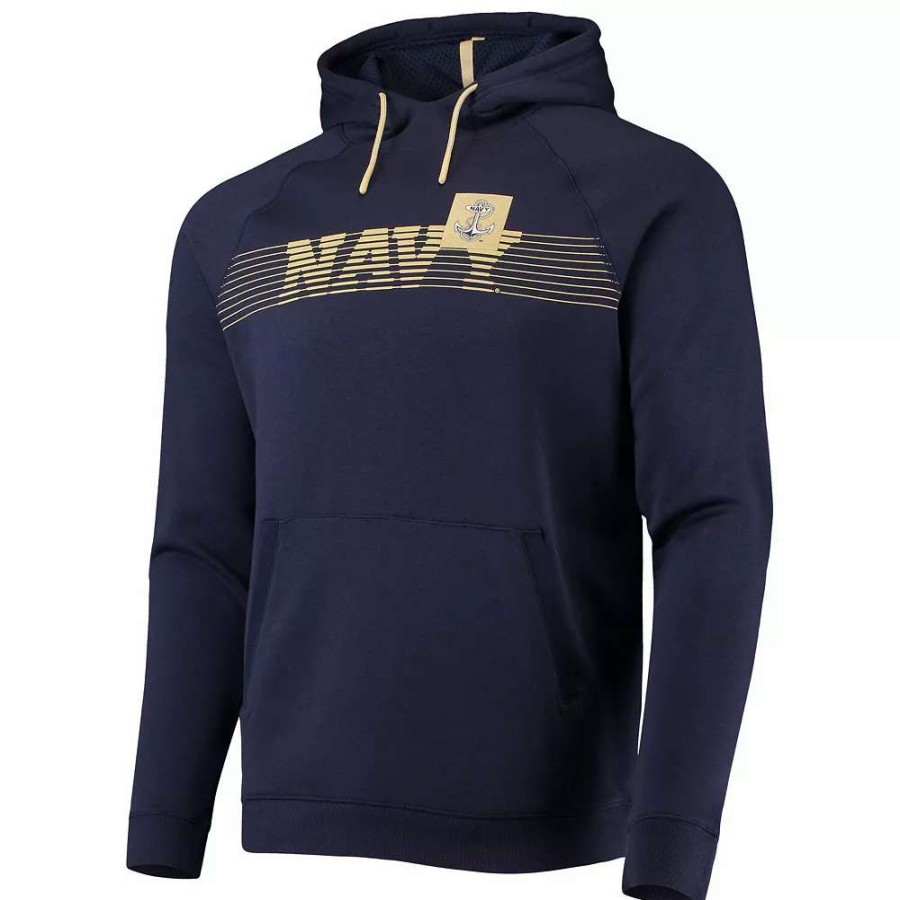 Tops * | Men'S Under Armour Navy Navy Midshipmen 2021 Sideline Fleece Raglan Pullover Hoodie