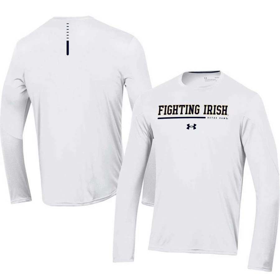 Tops * | Men'S Under Armour White Notre Dame Fighting Irish 2022 Sideline Training Performance Long Sleeve T-Shirt