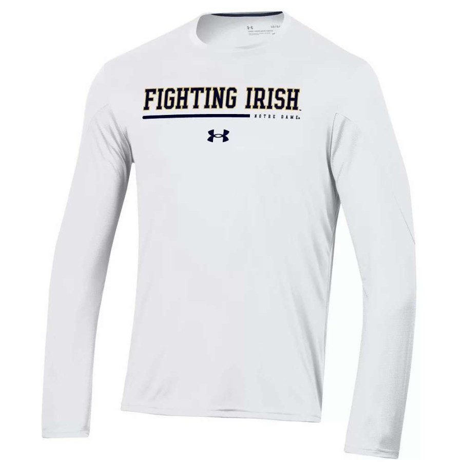 Tops * | Men'S Under Armour White Notre Dame Fighting Irish 2022 Sideline Training Performance Long Sleeve T-Shirt