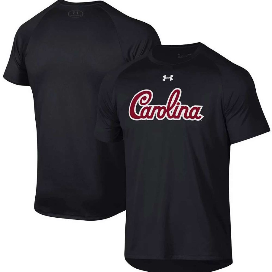 Tops * | Men'S Under Armour Black South Carolina Gamecocks School Logo Tech 2.0 Performance Raglan T-Shirt