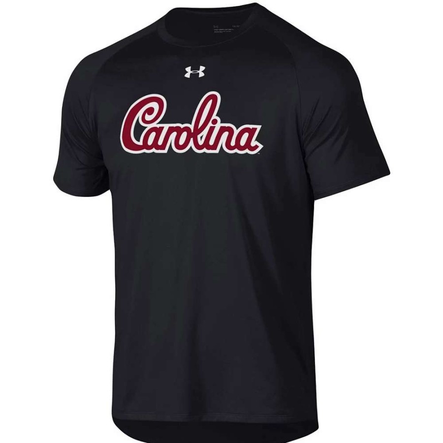 Tops * | Men'S Under Armour Black South Carolina Gamecocks School Logo Tech 2.0 Performance Raglan T-Shirt