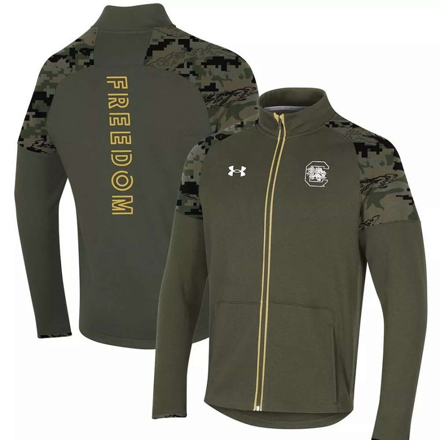 Outerwear * | Men'S Under Armour Olive South Carolina Gamecocks Freedom Full-Zip Fleece Jacket