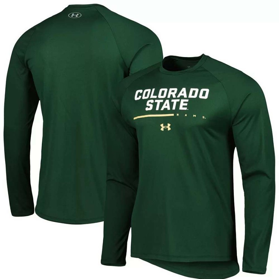 Tops * | Men'S Under Armour Green Colorado State Rams Performance Raglan Long Sleeve T-Shirt