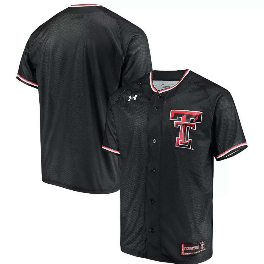 Tops * | Men'S Under Armour Black Texas Tech Red Raiders Performance Replica Baseball Jersey