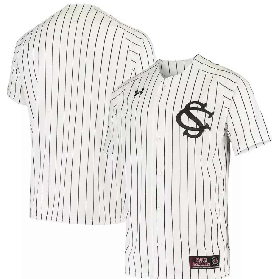 Tops * | Men'S Under Armour White South Carolina Gamecocks Replica Performance Baseball Jersey