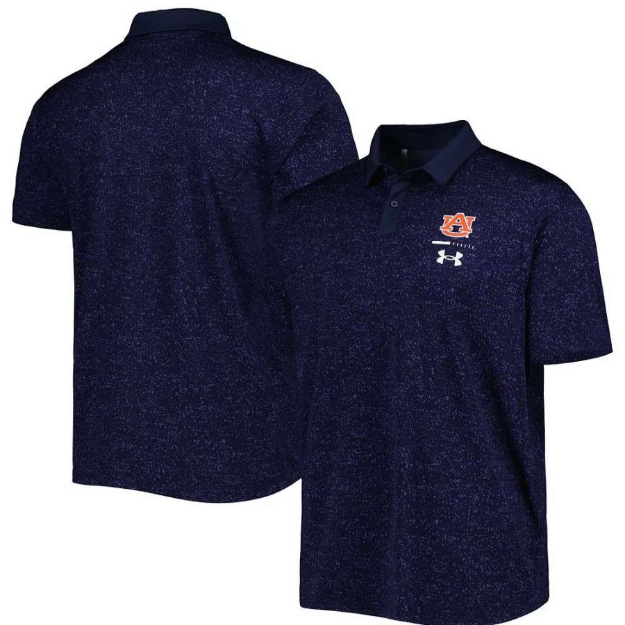 Tops * | Men'S Under Armour Navy Auburn Tigers Static Performance Polo