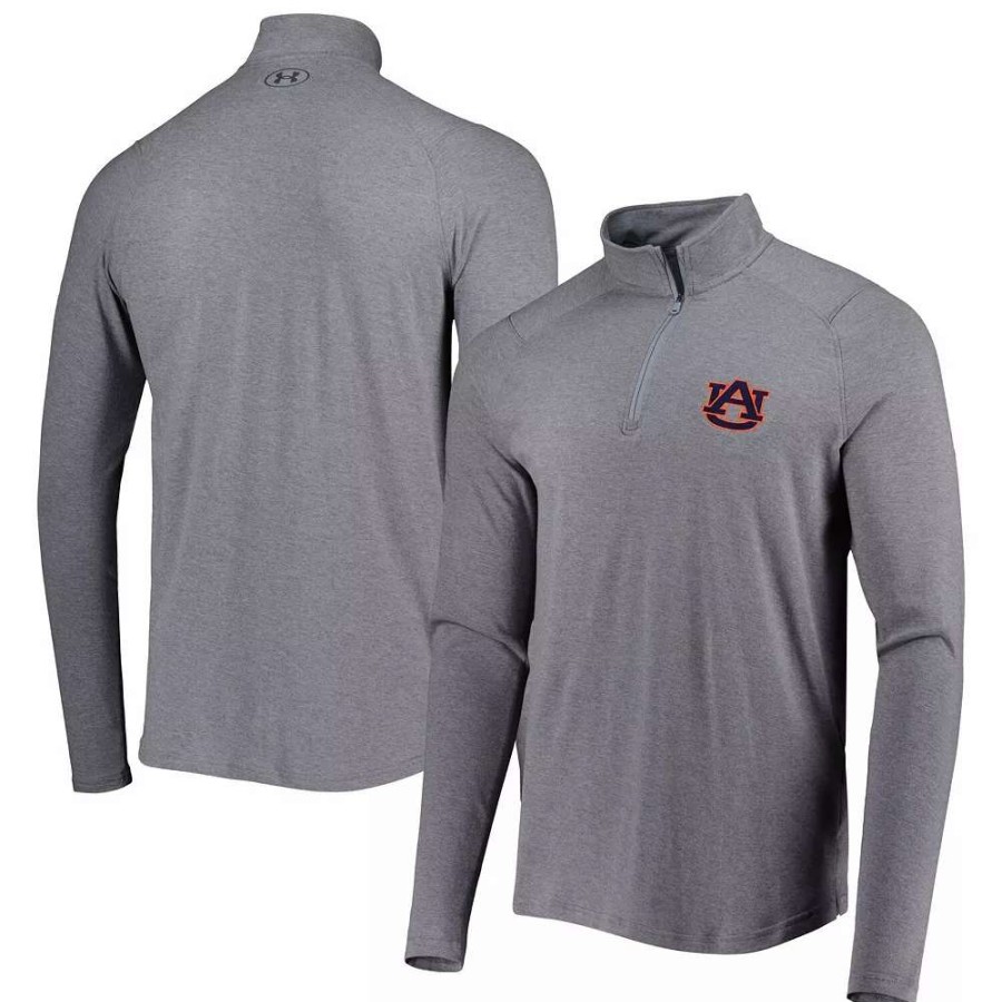 Outerwear * | Men'S Under Armour Gray Auburn Tigers All Day Tri-Blend Quarter-Zip Jacket