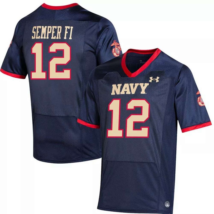 Tops * | Men'S Under Armour #12 Navy Navy Midshipmen Usmc Premier Special Game Replica Jersey