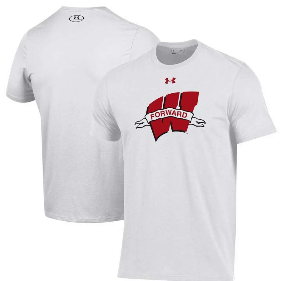 Tops * | Men'S Under Armour White Wisconsin Badgers Forward Collection Logo Performance T-Shirt