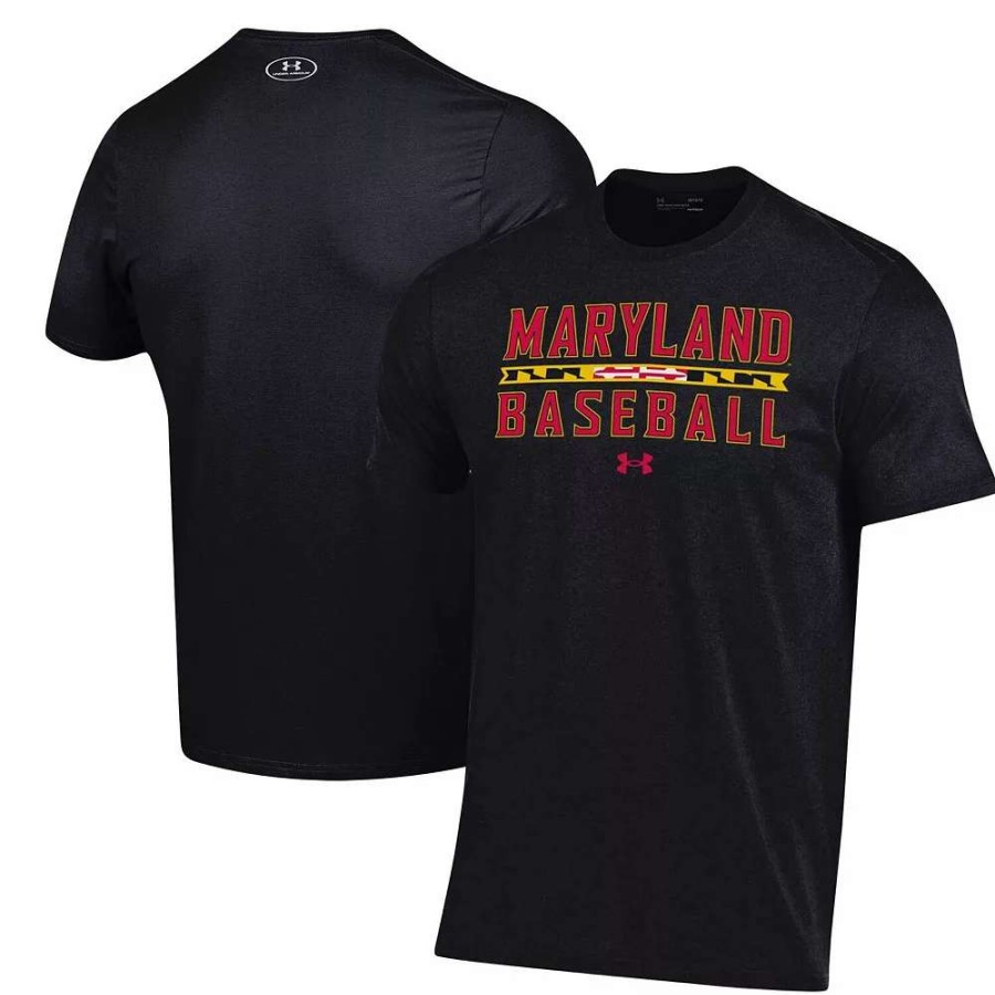 Tops * | Men'S Under Armour Black Maryland Terrapins Baseball Stack Performance T-Shirt