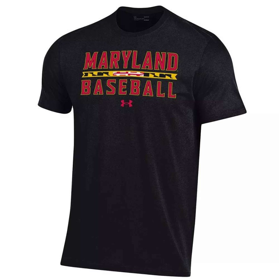 Tops * | Men'S Under Armour Black Maryland Terrapins Baseball Stack Performance T-Shirt