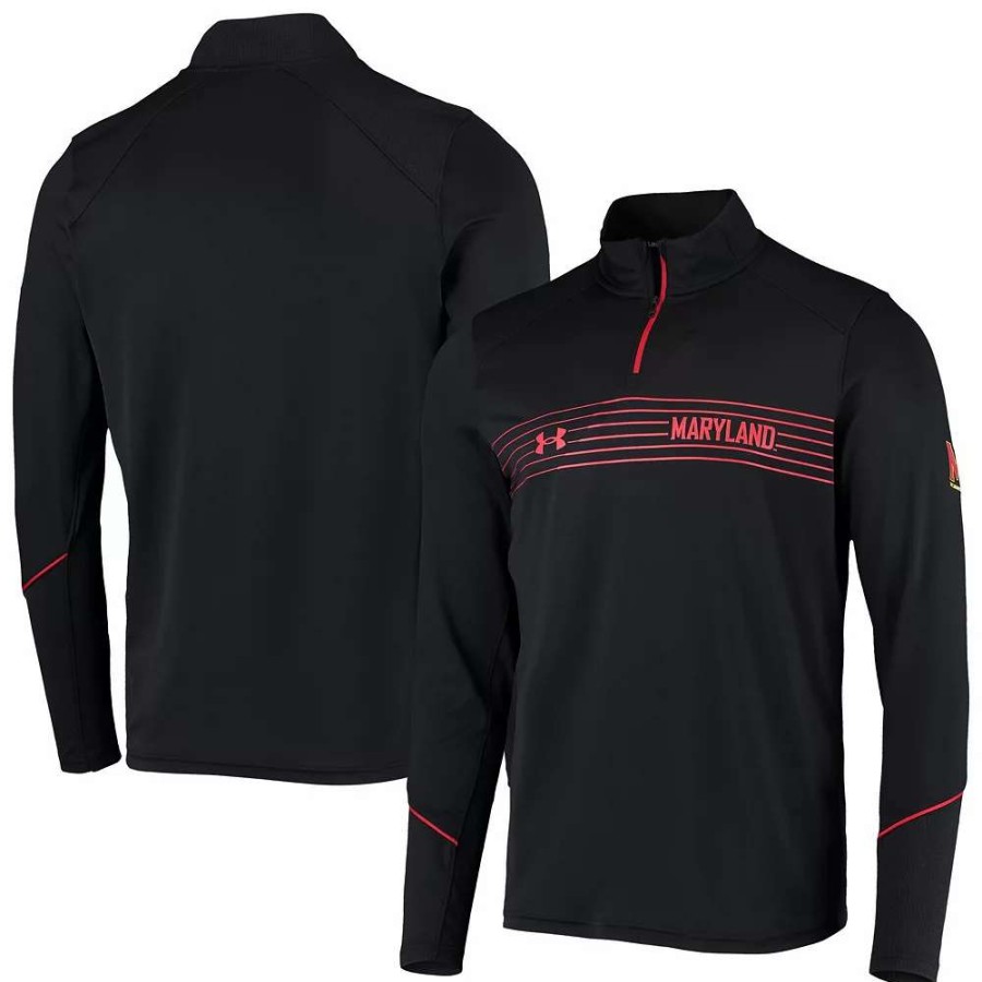 Outerwear * | Men'S Under Armour Black Maryland Terrapins Sideline Performance Lightweight Quarter-Zip Jacket