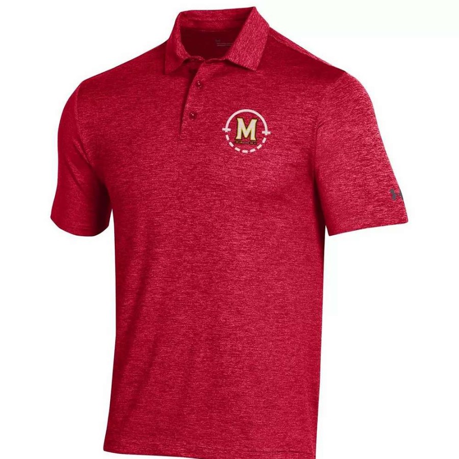 Tops * | Men'S Under Armour Red Maryland Terrapins Coaches On-Court Basketball Playoff Performance Polo