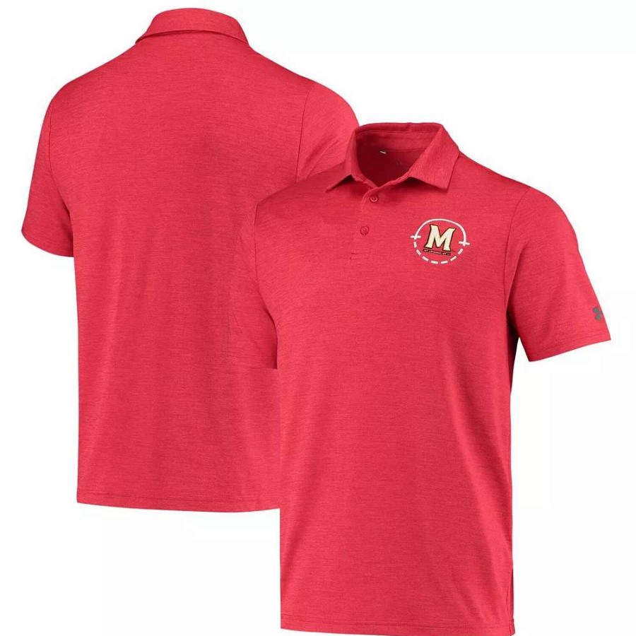 Tops * | Men'S Under Armour Red Maryland Terrapins Coaches On-Court Basketball Playoff Performance Polo