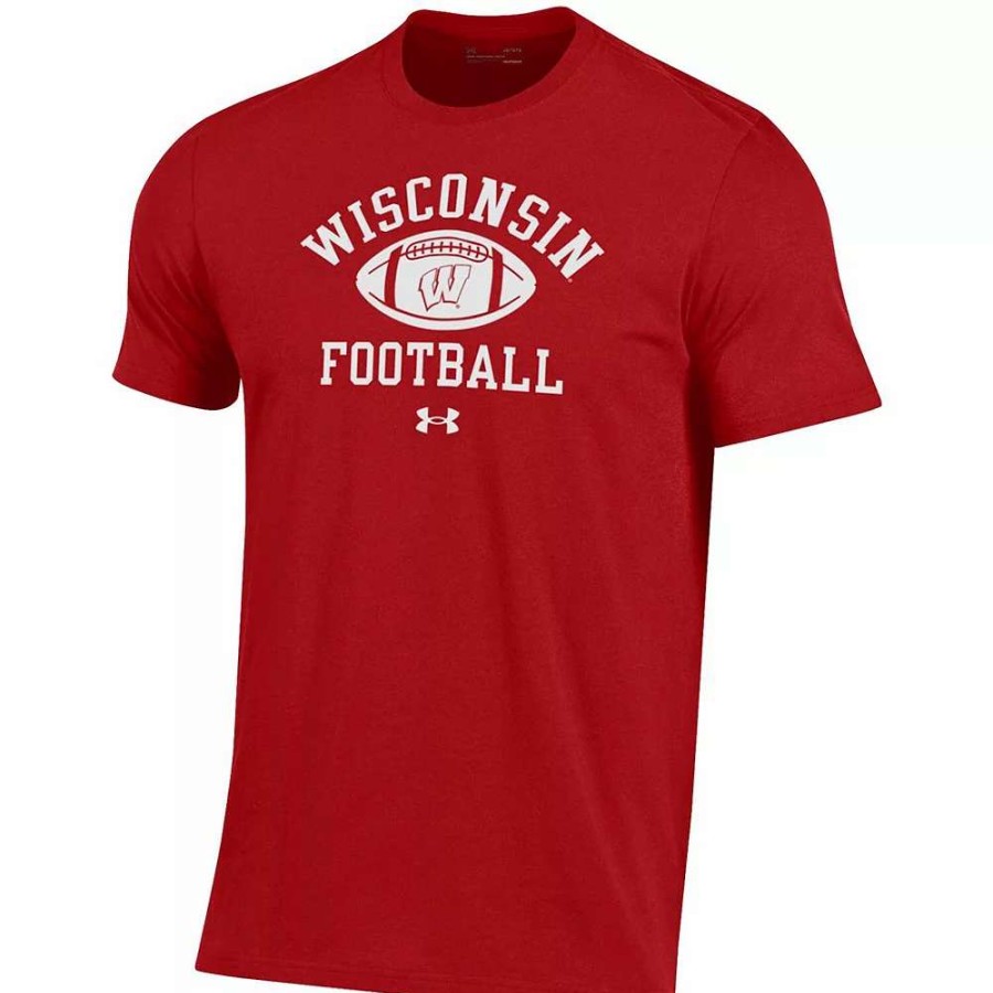 Tops * | Men'S Under Armour Red Wisconsin Badgers Football Practice T-Shirt