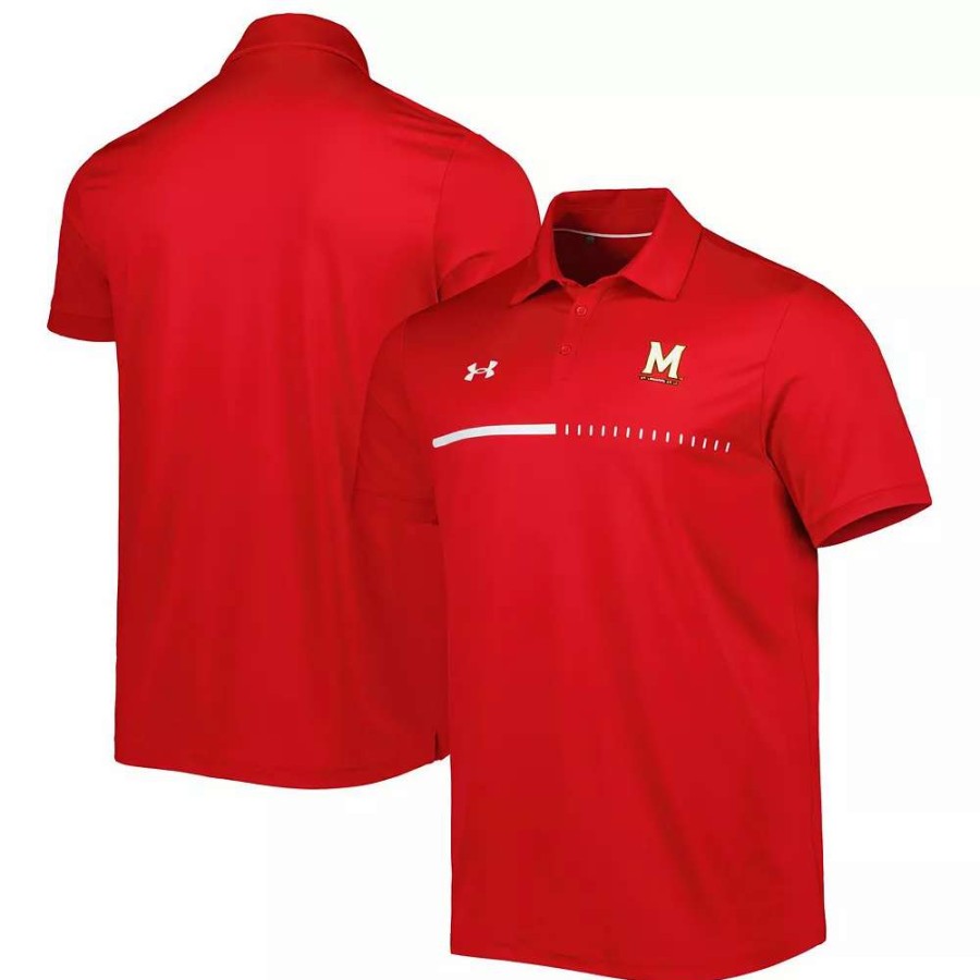 Tops * | Men'S Under Armour Red Maryland Terrapins Title Performance Polo