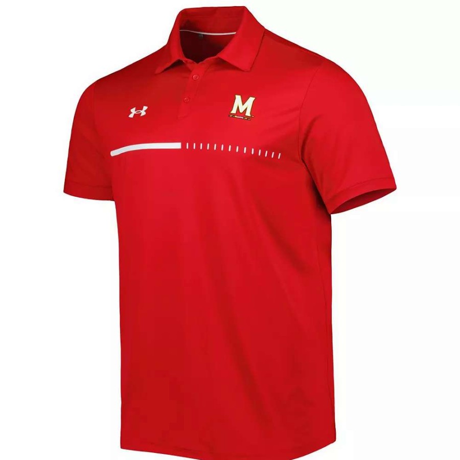 Tops * | Men'S Under Armour Red Maryland Terrapins Title Performance Polo