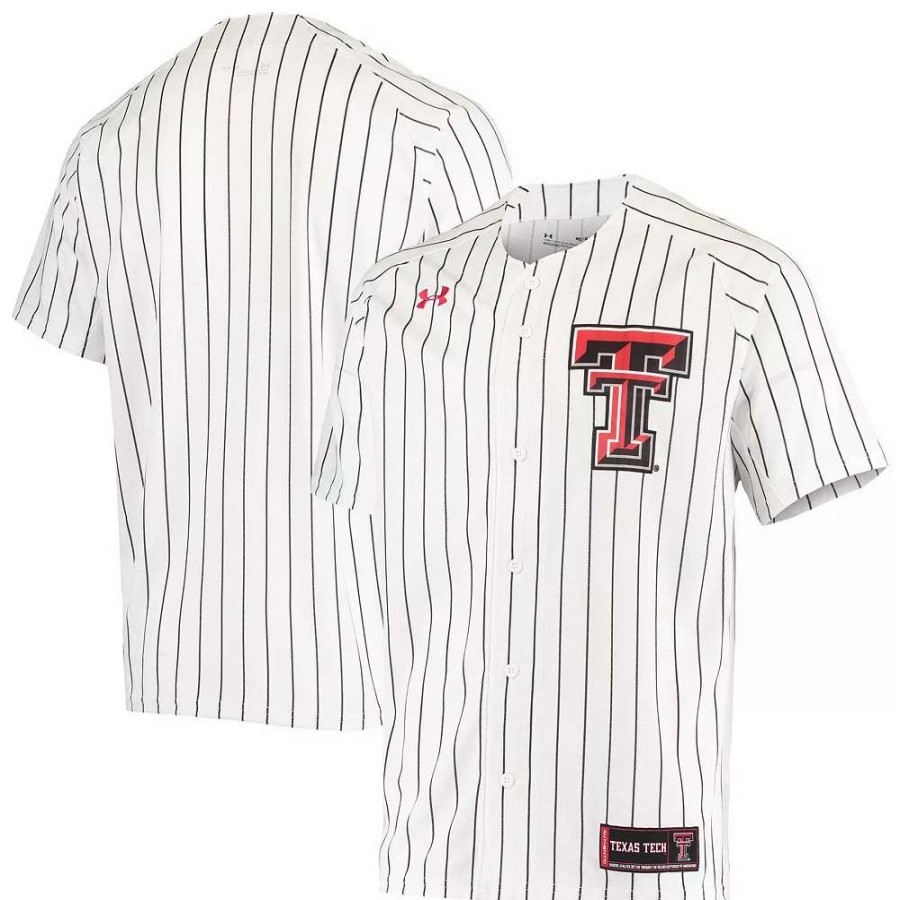 Tops * | Men'S Under Armour White Texas Tech Red Raiders Replica Performance Baseball Jersey