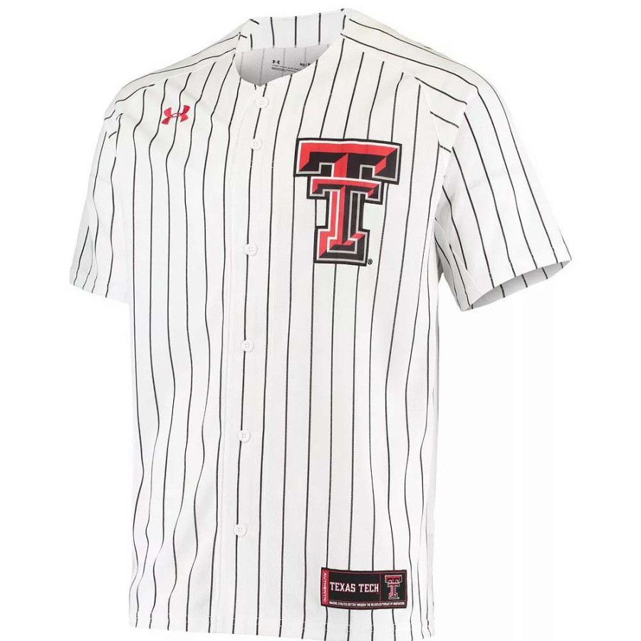 Tops * | Men'S Under Armour White Texas Tech Red Raiders Replica Performance Baseball Jersey