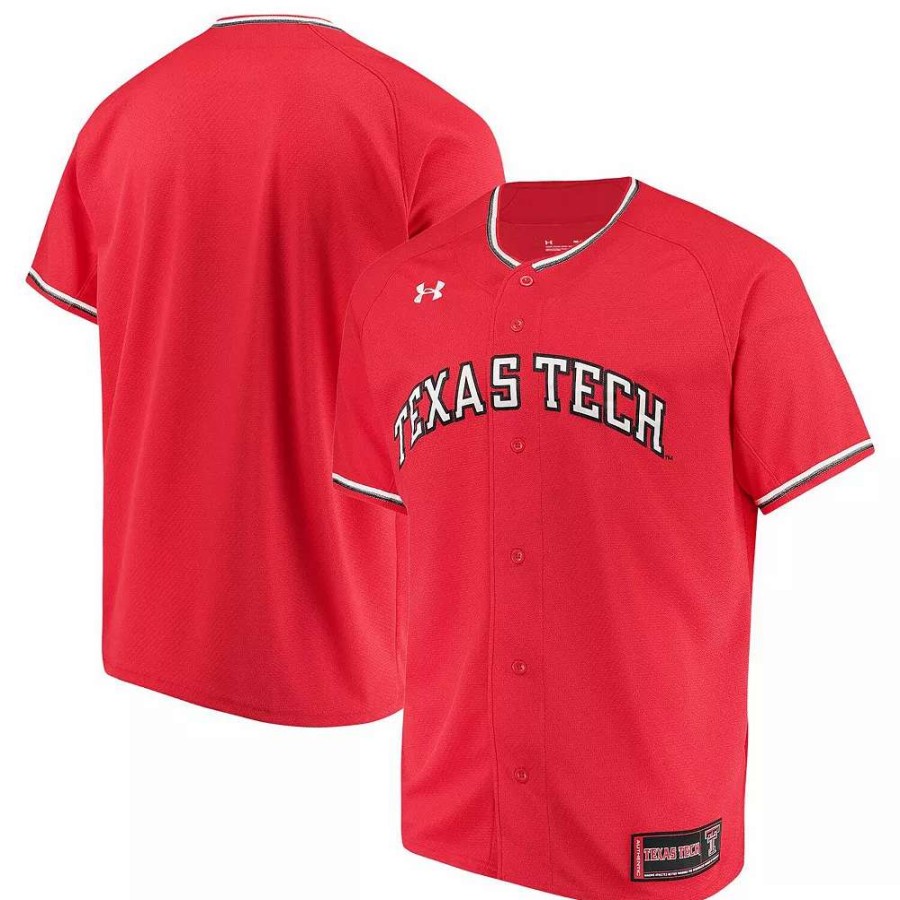 Tops * | Men'S Under Armour Red Texas Tech Red Raiders Performance Replica Baseball Jersey