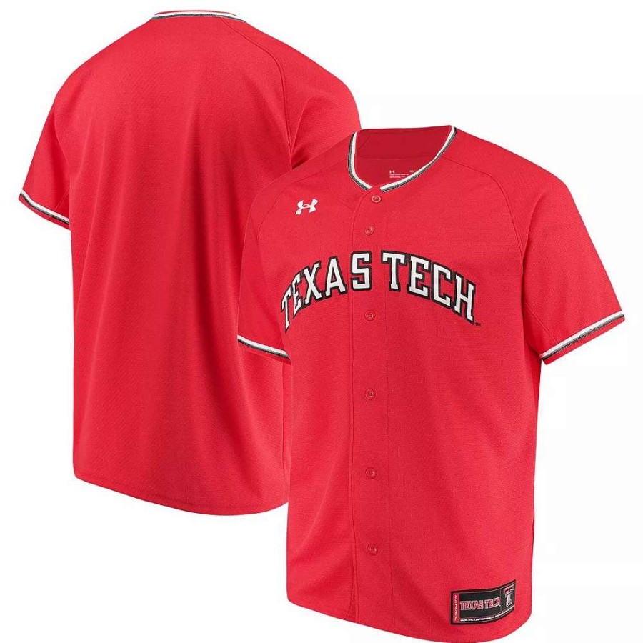 Tops * | Men'S Under Armour Red Texas Tech Red Raiders Performance Replica Baseball Jersey