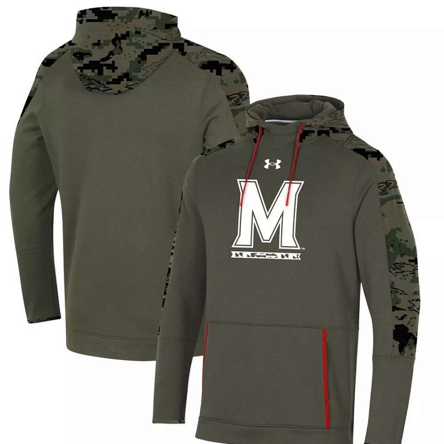 Tops * | Men'S Under Armour Olive Maryland Terrapins Freedom Pullover Hoodie