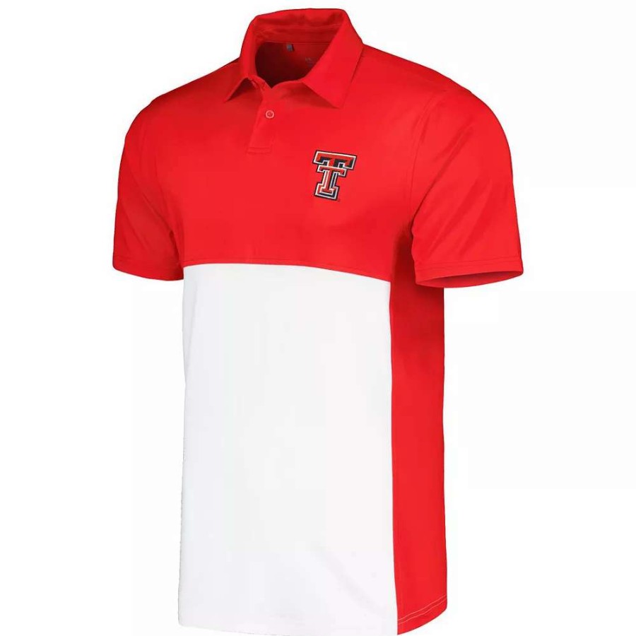 Tops * | Men'S Under Armour Red/White Texas Tech Red Raiders Green Blocked Polo Performance Polo