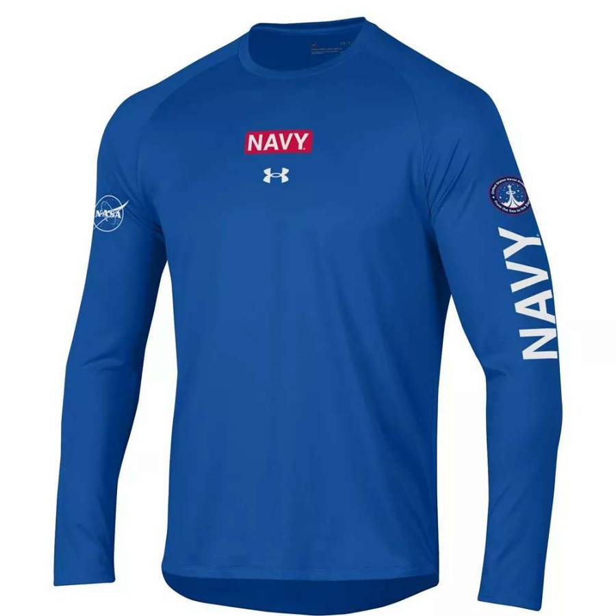 Tops * | Men'S Under Armour Royal Navy Midshipmen 2022 Special Games Tech Long Sleeve T-Shirt