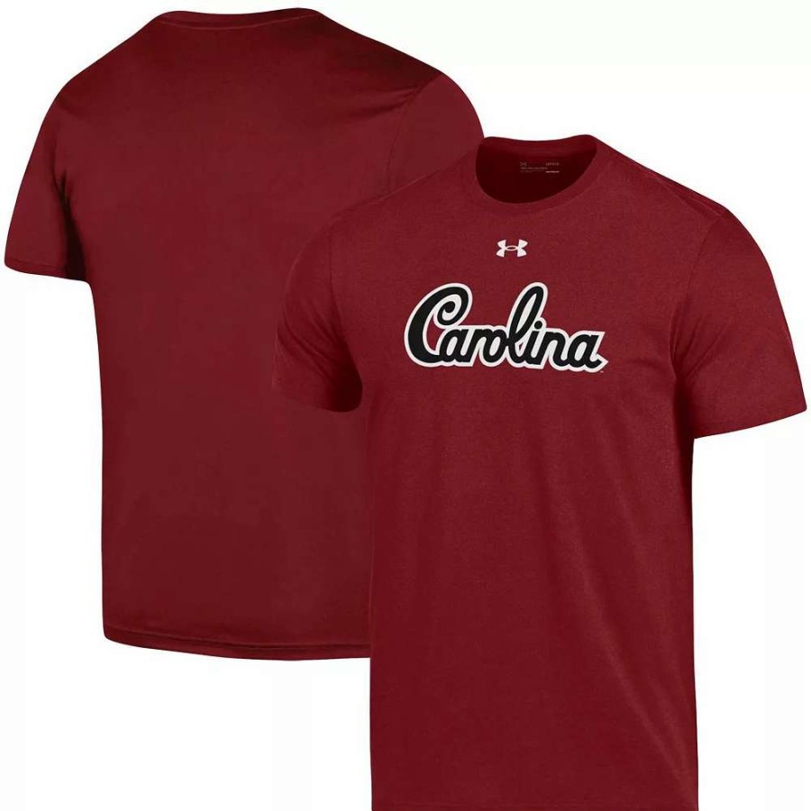 Tops * | Men'S Under Armour Garnet South Carolina Gamecocks School Logo Wordmark Performance Cotton T-Shirt