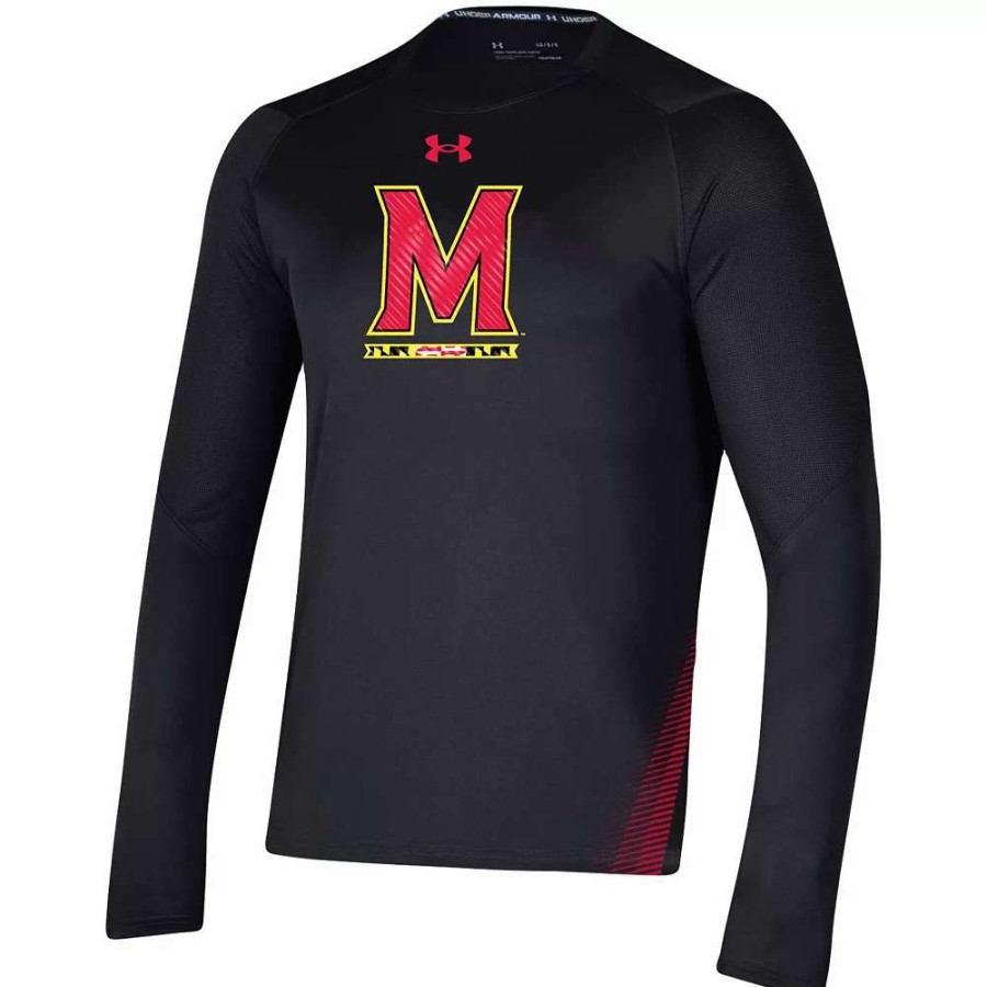 Tops * | Men'S Under Armour Black Maryland Terrapins 2021 Sideline Training Performance Long Sleeve T-Shirt