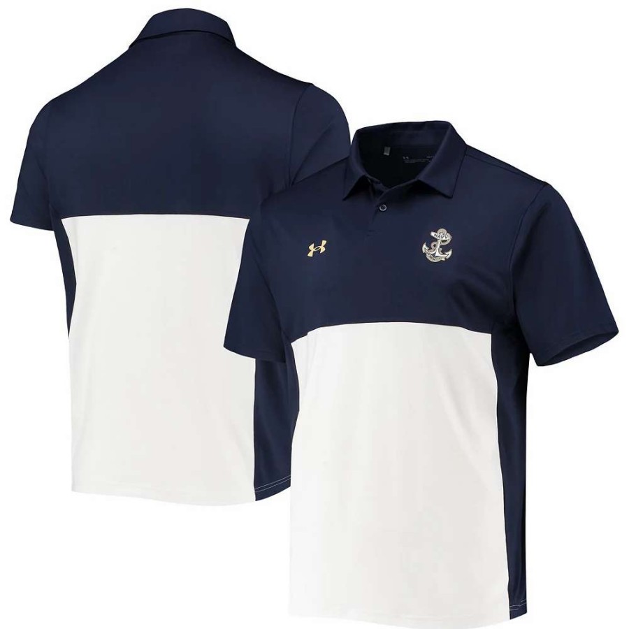 Tops * | Men'S Under Armour Navy/White Navy Midshipmen 2022 Blocked Coaches Performance Polo