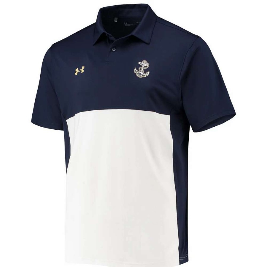 Tops * | Men'S Under Armour Navy/White Navy Midshipmen 2022 Blocked Coaches Performance Polo