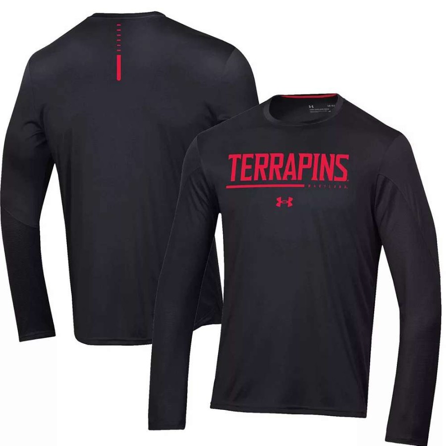 Tops * | Men'S Under Armour Black Maryland Terrapins 2022 Sideline Training Performance Long Sleeve T-Shirt