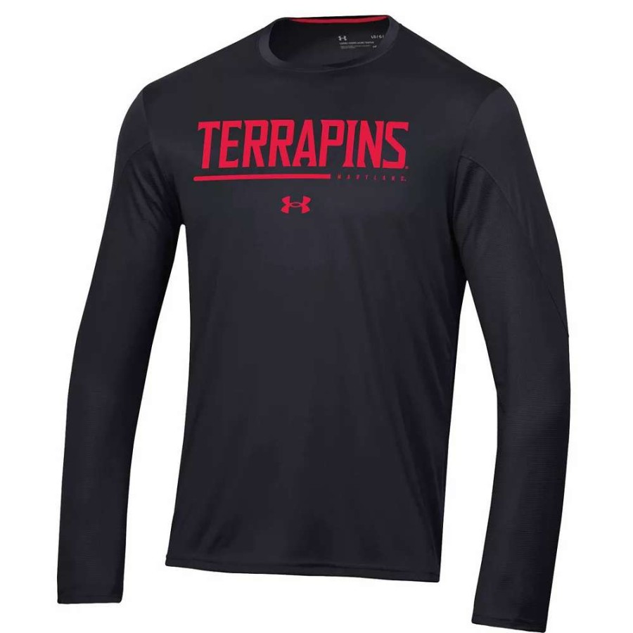 Tops * | Men'S Under Armour Black Maryland Terrapins 2022 Sideline Training Performance Long Sleeve T-Shirt