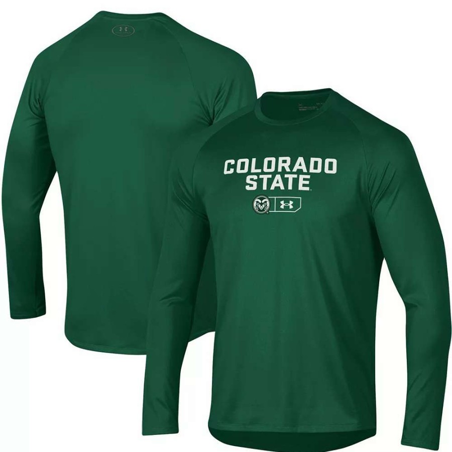 Tops * | Men'S Under Armour Green Colorado State Rams Lockup Tech Raglan Long Sleeve T-Shirt