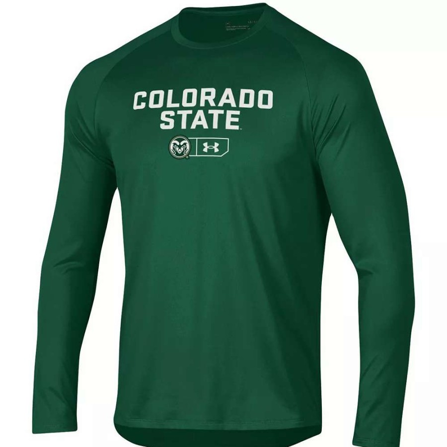 Tops * | Men'S Under Armour Green Colorado State Rams Lockup Tech Raglan Long Sleeve T-Shirt