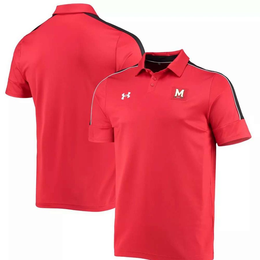 Tops * | Men'S Under Armour Red Maryland Terrapins Sideline Recruit Performance Polo