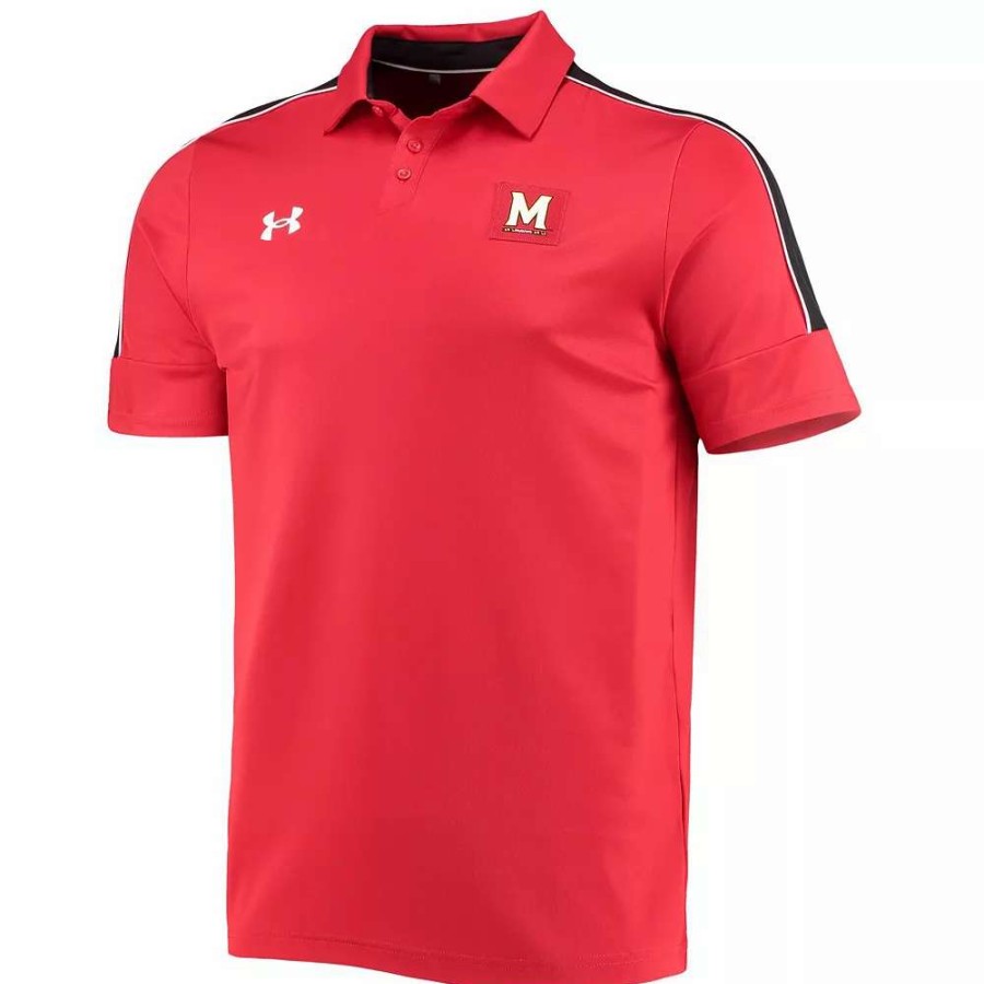 Tops * | Men'S Under Armour Red Maryland Terrapins Sideline Recruit Performance Polo