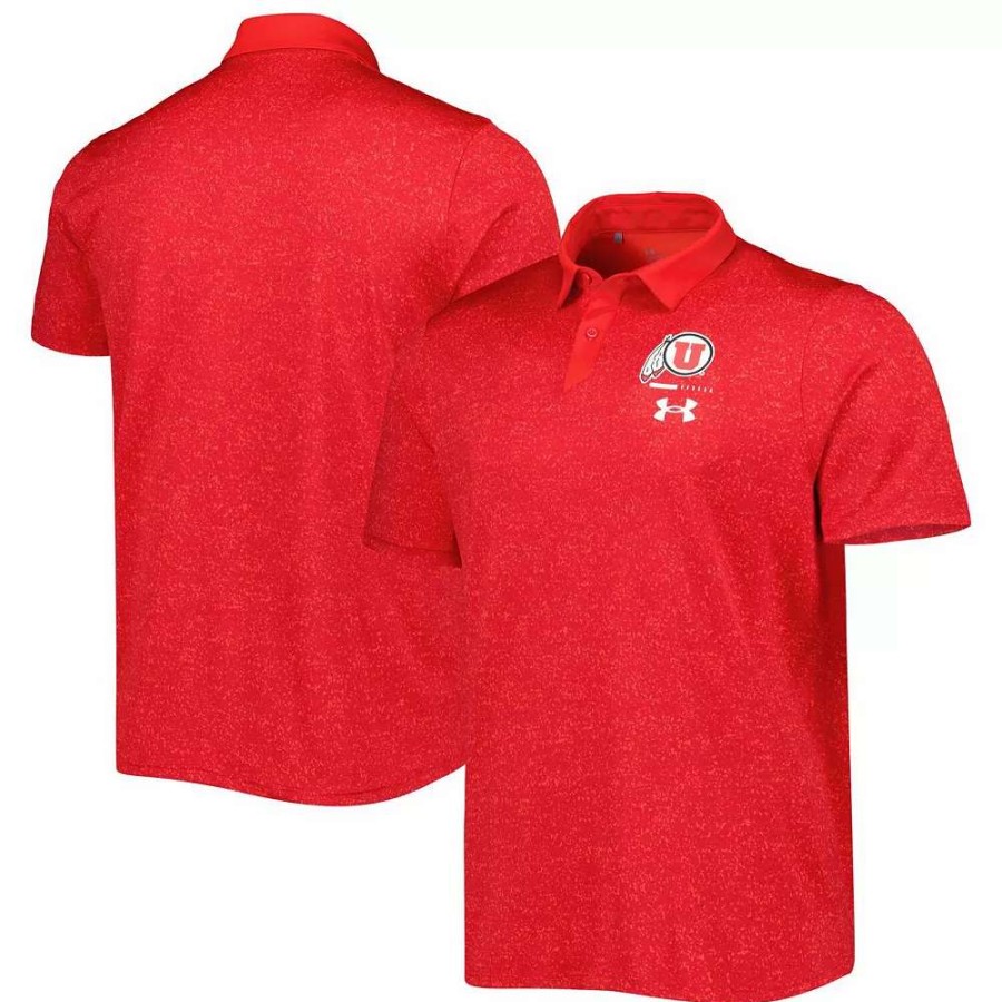 Tops * | Men'S Under Armour Red Utah Utes Static Performance Polo